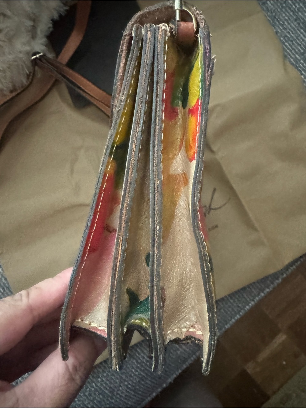 Vintage Patricia Nash Van Sannio Tri Spring Multi Floral Italian Leather Bag - Picture 7 of 12